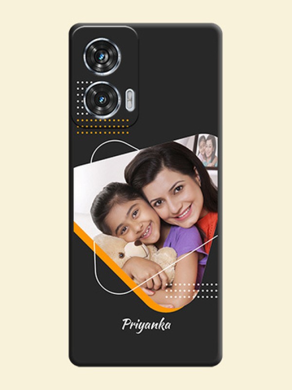 Yellow Triangle on Photo On Space Black Custom Soft Matte Mobile Back Cover - Motorola Edge 50 Fusion