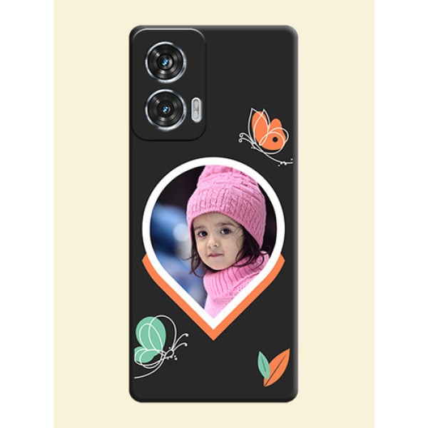 Upload Pic With Simple Butterly Design On Space Black Custom Soft Matte Mobile Back Cover - Motorola Edge 50 Fusion Upload Pic With Simple Butterly Design On Space Black Custom Soft Matte Mobile Back Cover - Motorola Edge 50 Fusion