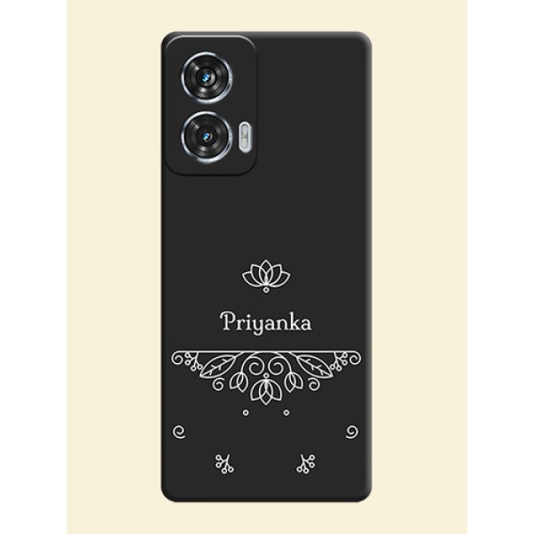Lotus Garden Custom Text On Space Black Custom Soft Matte Mobile Back Cover - Motorola Edge 50 Fusion Lotus Garden Custom Text On Space Black Custom Soft Matte Mobile Back Cover - Motorola Edge 50 Fusion