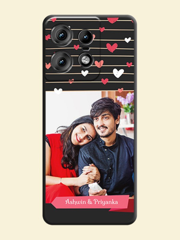 Love Pattern with Name on Pink Ribbon on Photo On Space Black Custom Soft Matte Mobile Back Cover - Motorola Edge 50 Pro 5G