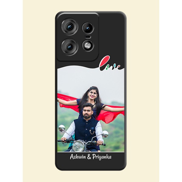 Fall in Love Pattern with Picture on Photo On Space Black Custom Soft Matte Mobile Back Cover - Motorola Edge 50 Pro 5G