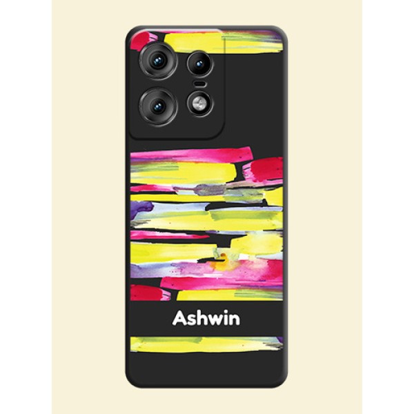 Brush Coloured On Space Black Custom Soft Matte Mobile Back Cover - Motorola Edge 50 Pro 5G Brush Coloured On Space Black Custom Soft Matte Mobile Back Cover - Motorola Edge 50 Pro 5G
