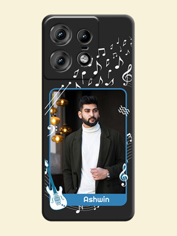 Musical Theme Design with Text on Photo On Space Black Custom Soft Matte Mobile Back Cover - Motorola Edge 50 Pro 5G