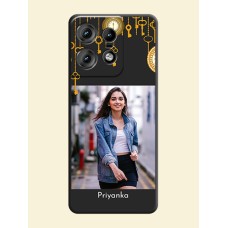 Decorative Design with Text On Space Black Custom Soft Matte Mobile Back Cover - Motorola Edge 50 Pro 5G