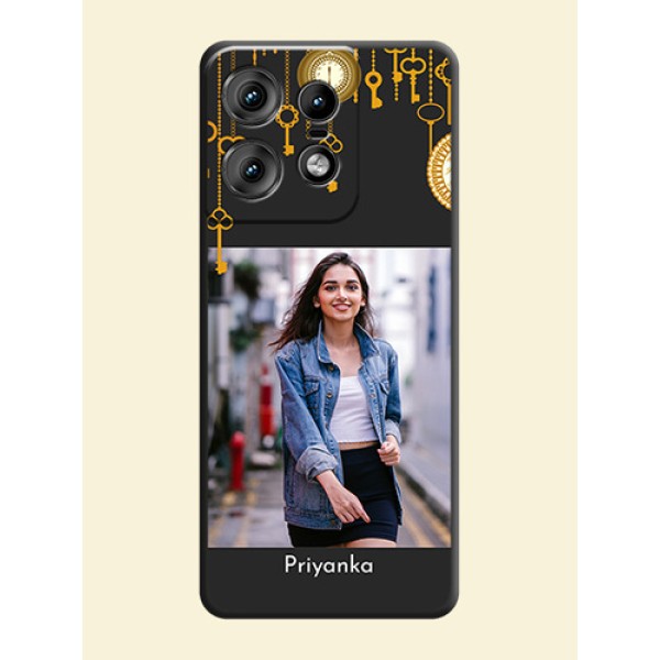 Decorative Design with Text On Space Black Custom Soft Matte Mobile Back Cover - Motorola Edge 50 Pro 5G Decorative Design with Text On Space Black Custom Soft Matte Mobile Back Cover - Motorola Edge 50 Pro 5G