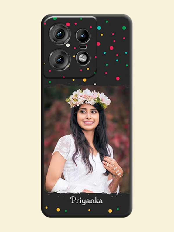 Multicolor Dotted Pattern with Text On Space Black Custom Soft Matte Mobile Back Cover - Motorola Edge 50 Pro 5G