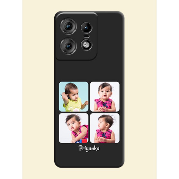 Floral Art with 6 Image Holder on Photo On Space Black Custom Soft Matte Mobile Back Cover - Motorola Edge 50 Pro 5G Floral Art with 6 Image Holder on Photo On Space Black Custom Soft Matte Mobile Back Cover - Motorola Edge 50 Pro 5G