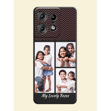 Wave Pattern with 3 Image Holder On Space Black Custom Soft Matte Mobile Back Cover - Motorola Edge 50 Pro 5G