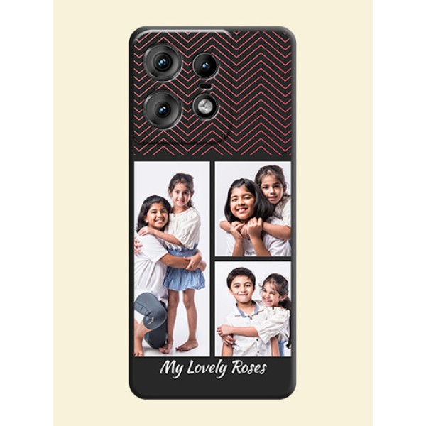 Wave Pattern with 3 Image Holder On Space Black Custom Soft Matte Mobile Back Cover - Motorola Edge 50 Pro 5G Wave Pattern with 3 Image Holder On Space Black Custom Soft Matte Mobile Back Cover - Motorola Edge 50 Pro 5G