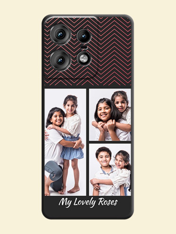 Wave Pattern with 3 Image Holder On Space Black Custom Soft Matte Mobile Back Cover - Motorola Edge 50 Pro 5G