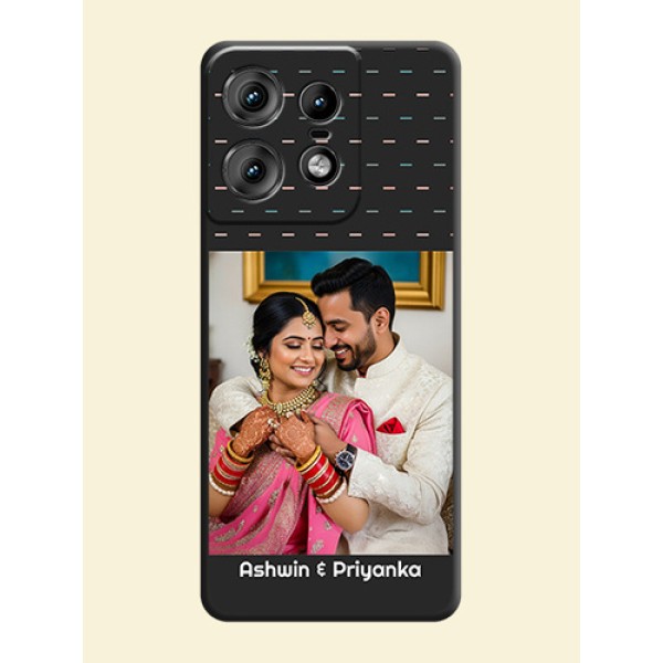 Line Pattern Design with Text On Space Black Custom Soft Matte Mobile Back Cover - Motorola Edge 50 Pro 5G Line Pattern Design with Text On Space Black Custom Soft Matte Mobile Back Cover - Motorola Edge 50 Pro 5G