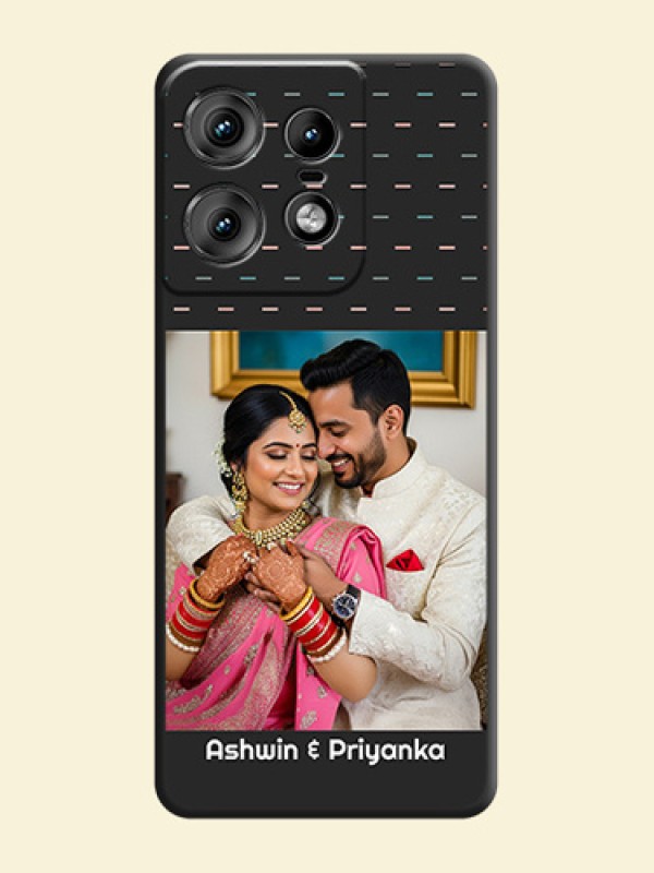 Line Pattern Design with Text On Space Black Custom Soft Matte Mobile Back Cover - Motorola Edge 50 Pro 5G
