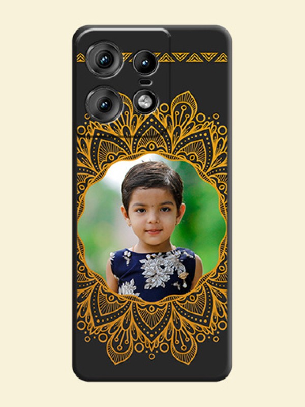 Round Image with Floral Design On Space Black Custom Soft Matte Mobile Back Cover - Motorola Edge 50 Pro 5G