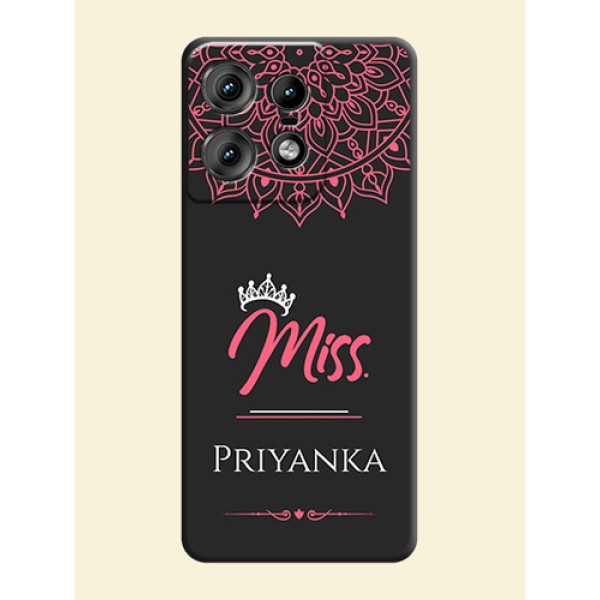 Mrs Name with Floral Design On Space Black Custom Soft Matte Mobile Back Cover - Motorola Edge 50 Pro 5G Mrs Name with Floral Design On Space Black Custom Soft Matte Mobile Back Cover - Motorola Edge 50 Pro 5G