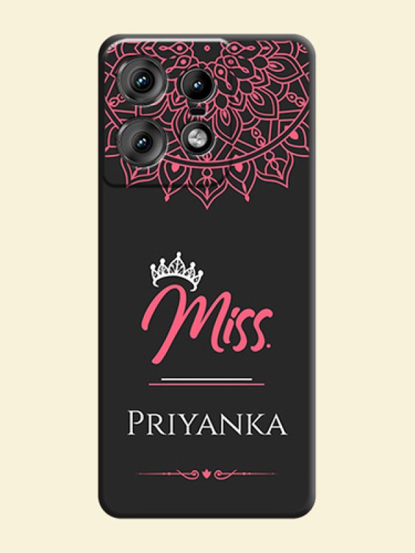 Mrs Name with Floral Design On Space Black Custom Soft Matte Mobile Back Cover - Motorola Edge 50 Pro 5G
