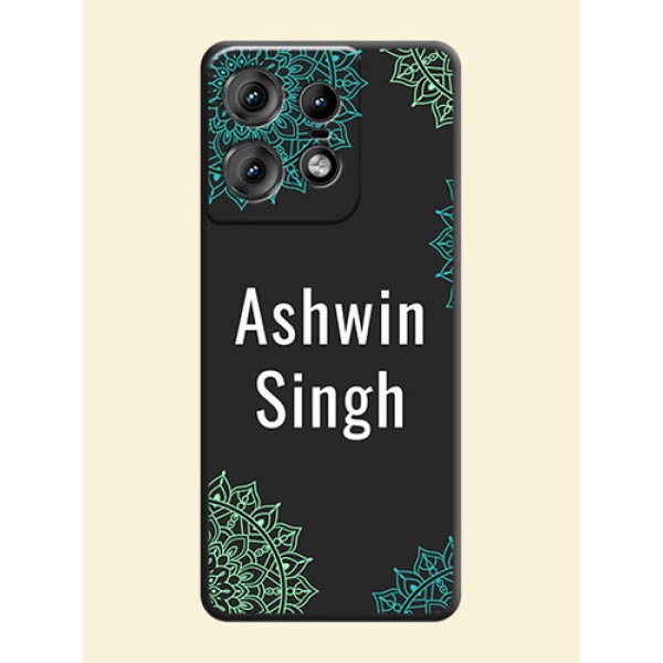 Your Name with Floral Design On Space Black Custom Soft Matte Mobile Back Cover - Motorola Edge 50 Pro 5G Your Name with Floral Design On Space Black Custom Soft Matte Mobile Back Cover - Motorola Edge 50 Pro 5G