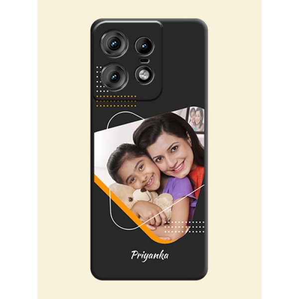 Yellow Triangle on Photo On Space Black Custom Soft Matte Mobile Back Cover - Motorola Edge 50 Pro 5G