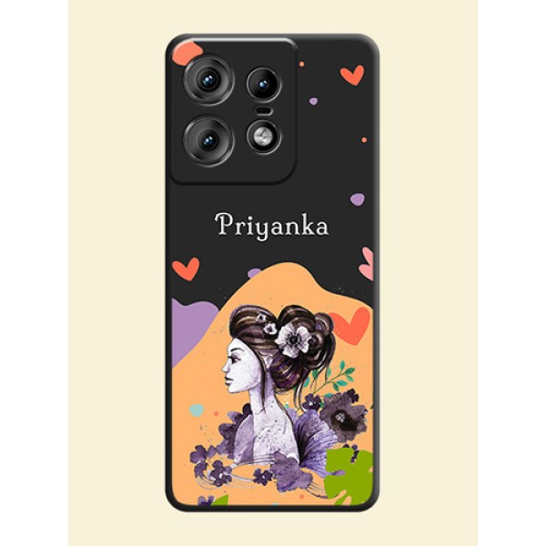 Namecase For Her With Fancy Lady Image On Space Black Custom Soft Matte Mobile Back Cover - Motorola Edge 50 Pro 5G Namecase For Her With Fancy Lady Image On Space Black Custom Soft Matte Mobile Back Cover - Motorola Edge 50 Pro 5G