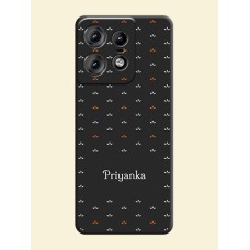 Simple Pattern With Custom Text On Space Black Custom Soft Matte Mobile Back Cover - Motorola Edge 50 Pro 5G