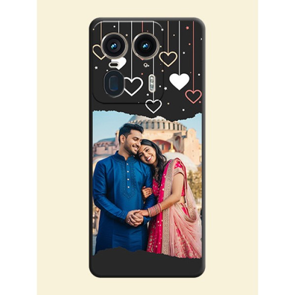 Love Hangings with Splash Wave Picture On Space Black Custom Soft Matte Mobile Back Cover - Motorola Edge 50 Ultra 5G
