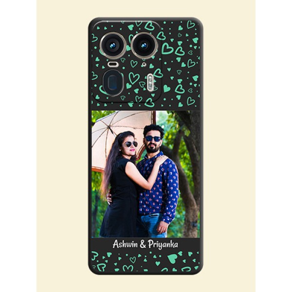 Sea Green Indefinite Love Pattern on Photo On Space Black Custom Soft Matte Mobile Back Cover - Motorola Edge 50 Ultra 5G