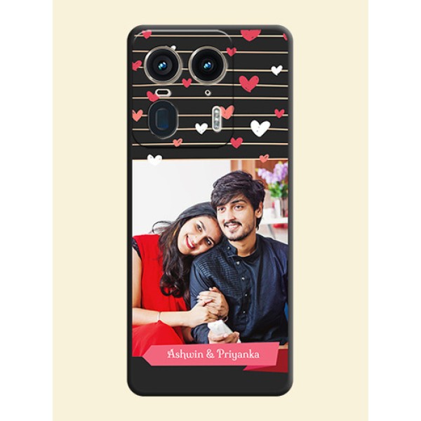 Love Pattern with Name on Pink Ribbon on Photo On Space Black Custom Soft Matte Mobile Back Cover - Motorola Edge 50 Ultra 5G Love Pattern with Name on Pink Ribbon on Photo On Space Black Custom Soft Matte Mobile Back Cover - Motorola Edge 50 Ultra 5G