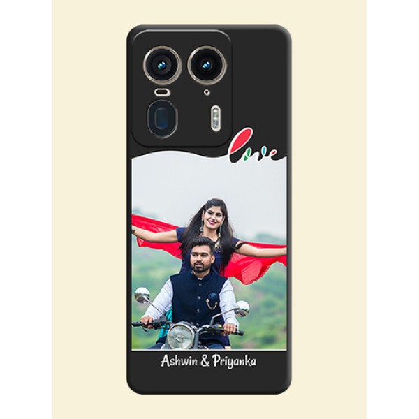 Fall in Love Pattern with Picture on Photo On Space Black Custom Soft Matte Mobile Back Cover - Motorola Edge 50 Ultra 5G Fall in Love Pattern with Picture on Photo On Space Black Custom Soft Matte Mobile Back Cover - Motorola Edge 50 Ultra 5G