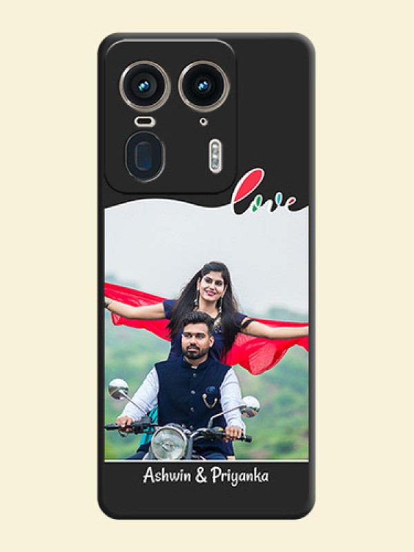 Fall in Love Pattern with Picture on Photo On Space Black Custom Soft Matte Mobile Back Cover - Motorola Edge 50 Ultra 5G