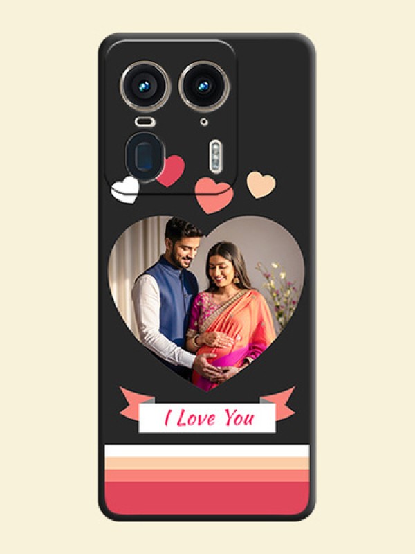 Love Shaped Photo with Colorful Stripes On Space Black Custom Soft Matte Mobile Back Cover - Motorola Edge 50 Ultra 5G