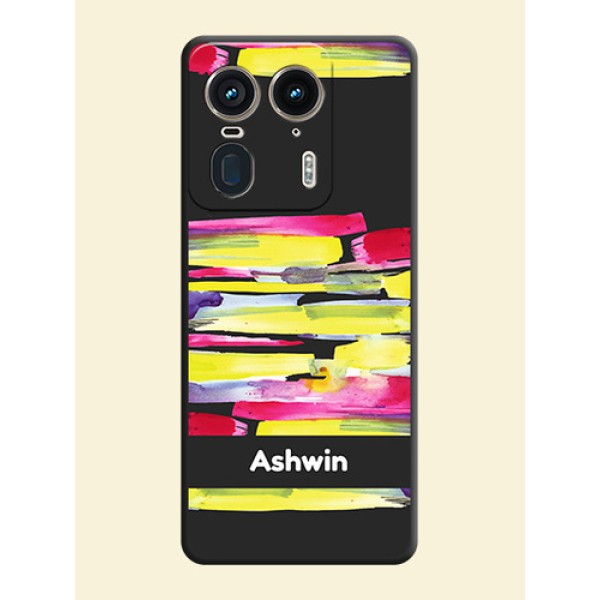 Brush Coloured On Space Black Custom Soft Matte Mobile Back Cover - Motorola Edge 50 Ultra 5G Brush Coloured On Space Black Custom Soft Matte Mobile Back Cover - Motorola Edge 50 Ultra 5G