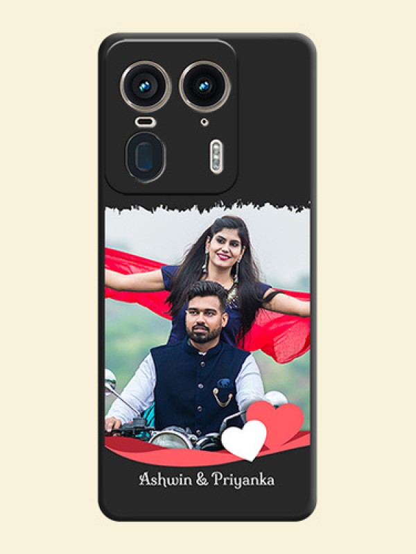 Pin Color Love Shaped Ribbon Design with Text On Space Black Custom Soft Matte Mobile Back Cover - Motorola Edge 50 Ultra 5G