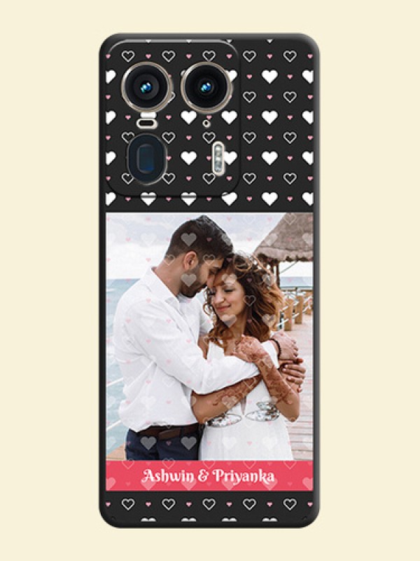 White Color Love Symbols with Text Design on Photo On Space Black Custom Soft Matte Mobile Back Cover - Motorola Edge 50 Ultra 5G
