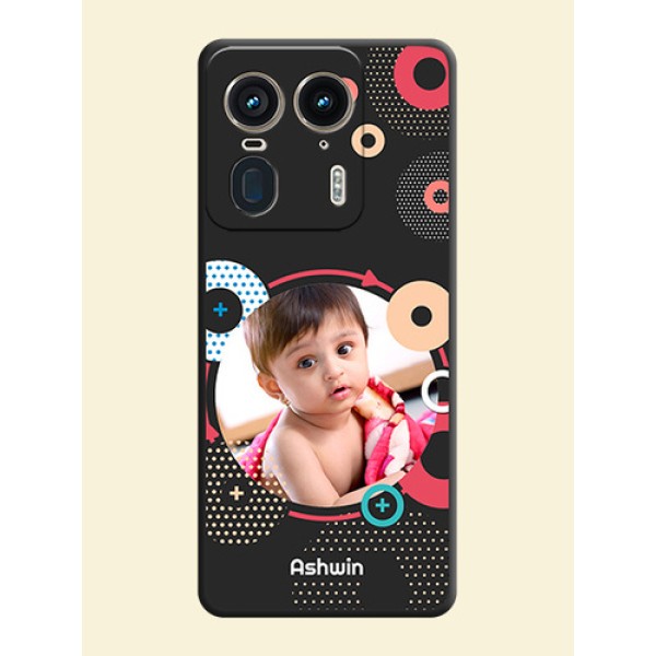 Multicoloured Round Image On Space Black Custom Soft Matte Mobile Back Cover - Motorola Edge 50 Ultra 5G Multicoloured Round Image On Space Black Custom Soft Matte Mobile Back Cover - Motorola Edge 50 Ultra 5G