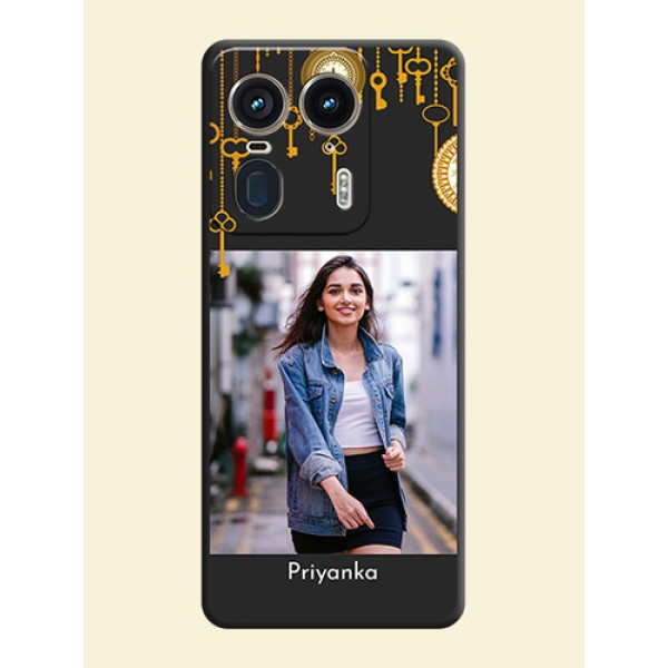 Decorative Design with Text On Space Black Custom Soft Matte Mobile Back Cover - Motorola Edge 50 Ultra 5G Decorative Design with Text On Space Black Custom Soft Matte Mobile Back Cover - Motorola Edge 50 Ultra 5G