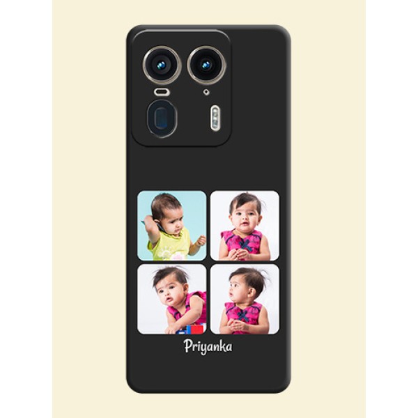 Floral Art with 6 Image Holder on Photo On Space Black Custom Soft Matte Mobile Back Cover - Motorola Edge 50 Ultra 5G Floral Art with 6 Image Holder on Photo On Space Black Custom Soft Matte Mobile Back Cover - Motorola Edge 50 Ultra 5G