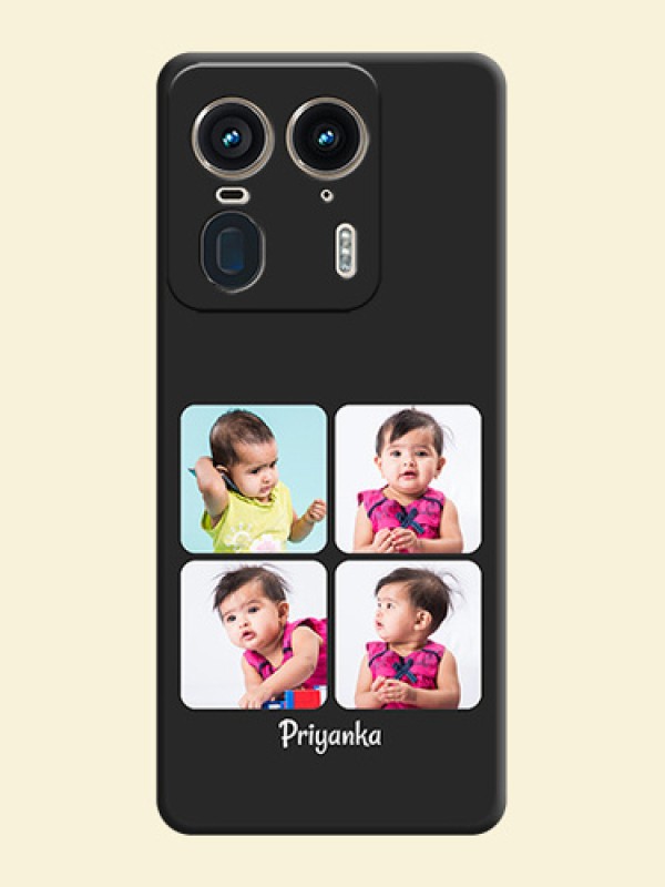Floral Art with 6 Image Holder on Photo On Space Black Custom Soft Matte Mobile Back Cover - Motorola Edge 50 Ultra 5G