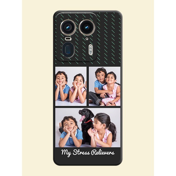 Cross Dotted Pattern with 2 Image Holder On Space Black Custom Soft Matte Mobile Back Cover - Motorola Edge 50 Ultra 5G Cross Dotted Pattern with 2 Image Holder On Space Black Custom Soft Matte Mobile Back Cover - Motorola Edge 50 Ultra 5G