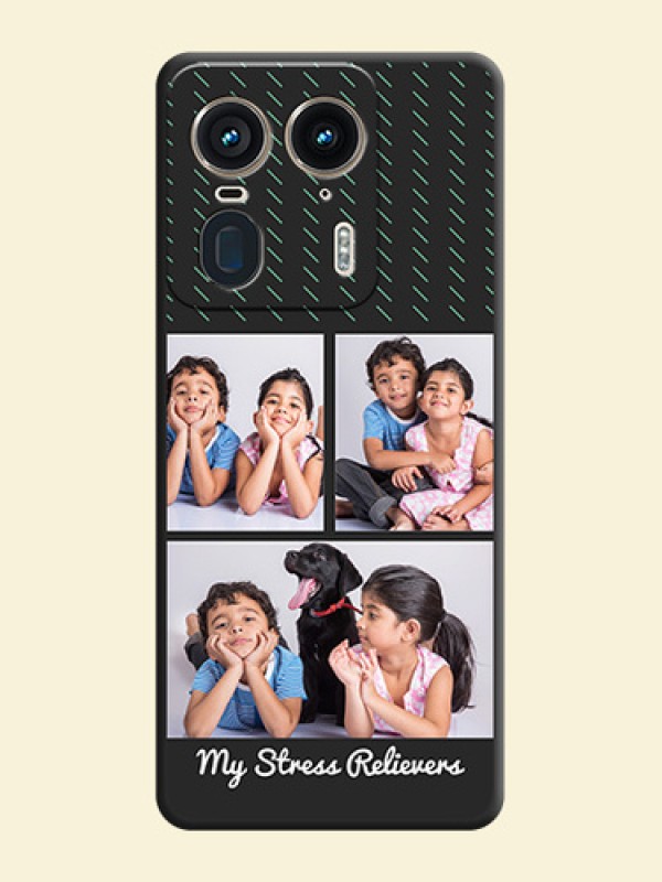 Cross Dotted Pattern with 2 Image Holder On Space Black Custom Soft Matte Mobile Back Cover - Motorola Edge 50 Ultra 5G