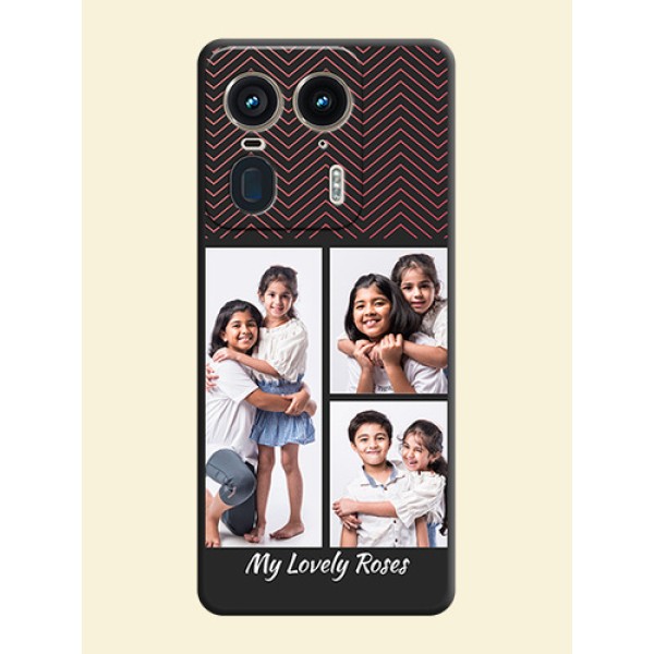 Wave Pattern with 3 Image Holder On Space Black Custom Soft Matte Mobile Back Cover - Motorola Edge 50 Ultra 5G Wave Pattern with 3 Image Holder On Space Black Custom Soft Matte Mobile Back Cover - Motorola Edge 50 Ultra 5G