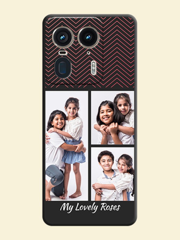 Wave Pattern with 3 Image Holder On Space Black Custom Soft Matte Mobile Back Cover - Motorola Edge 50 Ultra 5G
