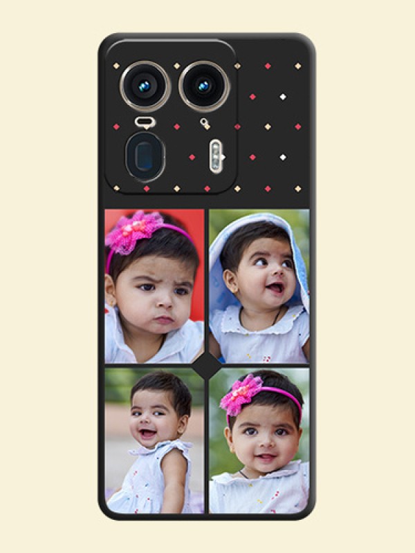 Multicolor Dotted Pattern with 4 Image Holder On Space Black Custom Soft Matte Mobile Back Cover - Motorola Edge 50 Ultra 5G