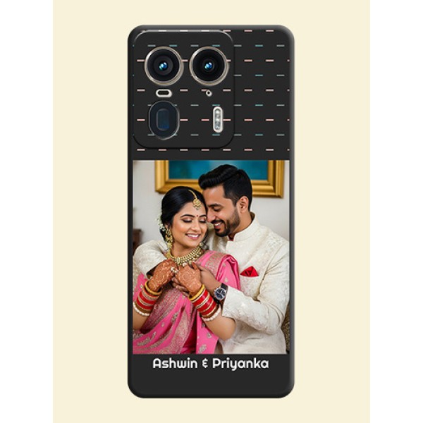 Line Pattern Design with Text On Space Black Custom Soft Matte Mobile Back Cover - Motorola Edge 50 Ultra 5G Line Pattern Design with Text On Space Black Custom Soft Matte Mobile Back Cover - Motorola Edge 50 Ultra 5G