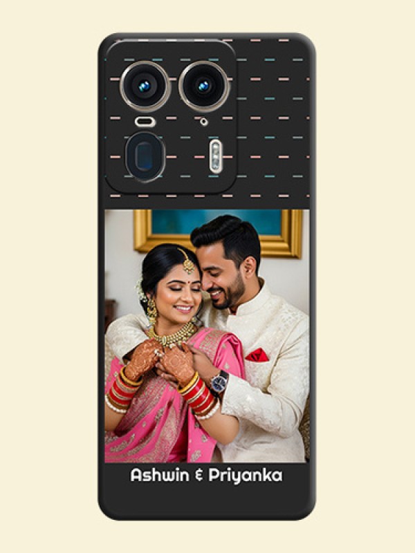 Line Pattern Design with Text On Space Black Custom Soft Matte Mobile Back Cover - Motorola Edge 50 Ultra 5G