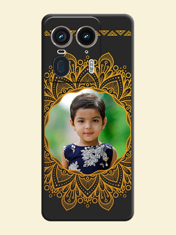 Round Image with Floral Design On Space Black Custom Soft Matte Mobile Back Cover - Motorola Edge 50 Ultra 5G