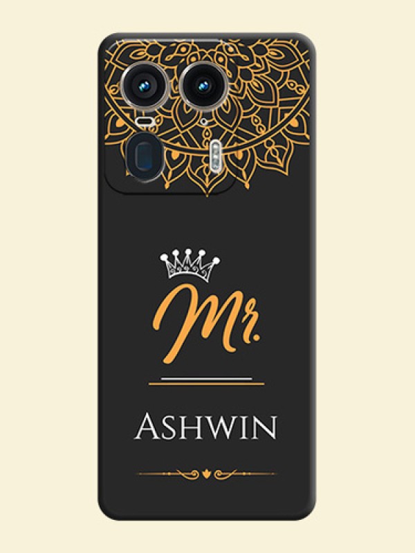 Mr Name with Floral Design On Space Black Custom Soft Matte Mobile Back Cover - Motorola Edge 50 Ultra 5G