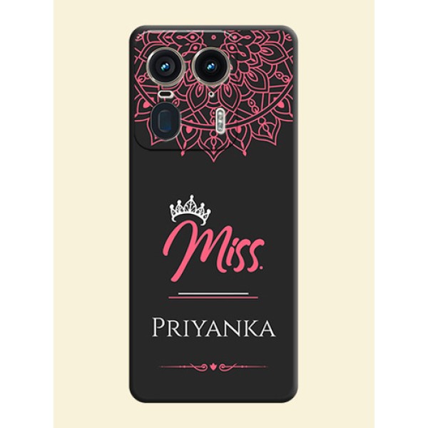 Mrs Name with Floral Design On Space Black Custom Soft Matte Mobile Back Cover - Motorola Edge 50 Ultra 5G Mrs Name with Floral Design On Space Black Custom Soft Matte Mobile Back Cover - Motorola Edge 50 Ultra 5G