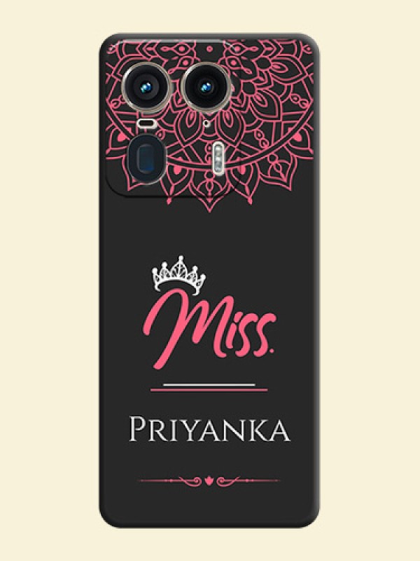 Mrs Name with Floral Design On Space Black Custom Soft Matte Mobile Back Cover - Motorola Edge 50 Ultra 5G