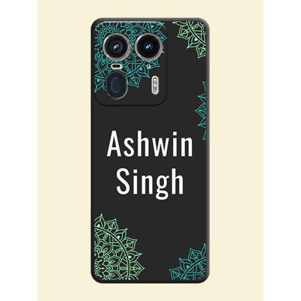 Your Name with Floral Design On Space Black Custom Soft Matte Mobile Back Cover - Motorola Edge 50 Ultra 5G Your Name with Floral Design On Space Black Custom Soft Matte Mobile Back Cover - Motorola Edge 50 Ultra 5G