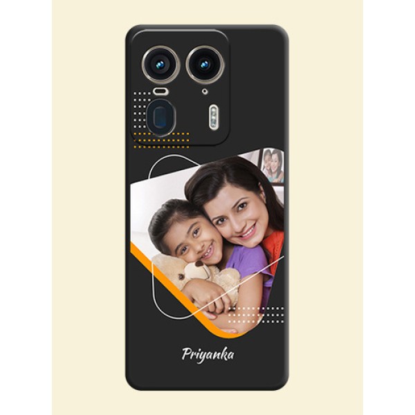Yellow Triangle on Photo On Space Black Custom Soft Matte Mobile Back Cover - Motorola Edge 50 Ultra 5G