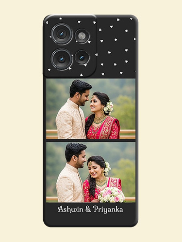 Miniature Love Symbols with Name On Space Black Custom Soft Matte Mobile Back Cover - Motorola Edge 50
